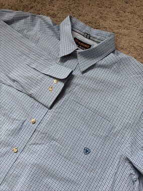 Ariat Men's Blue & White Micro-Check Dress Shirt